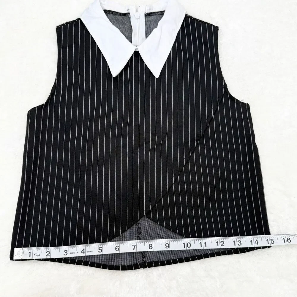 Balera Sleeveless Pin Stripe Top With Collar and Matching Pin Stripe Pants Style